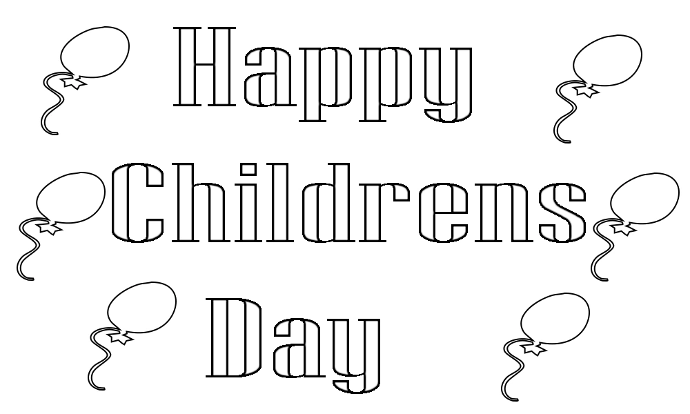 Coloring book Happy Childrens Day lettering